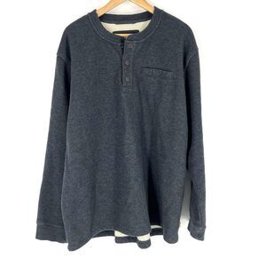LL Bean Shirt XXL Mens Katahdin Iron Works Bonded Waffle Fleece Henley Pullover